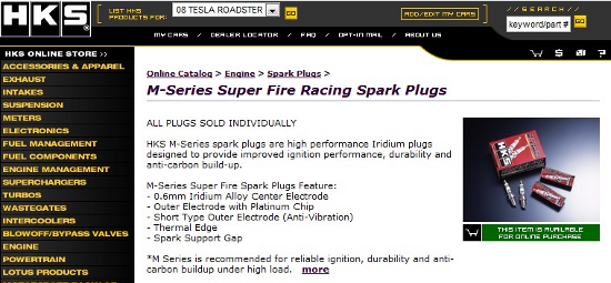 Tesla spark plugs