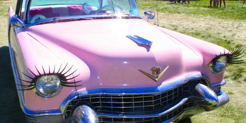 Pink Cadillac with Car-Lashes
